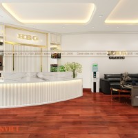 Thiết kế khu vực lễ tân, phòng làm việc phòng khám HBG Clinic – Hà Nội